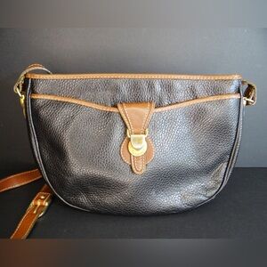 Vintage I Santi Black Brown Leather Trim Crossbody Bag